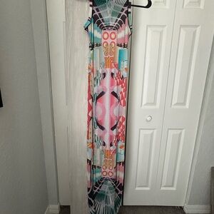 SKIMS Summer Mesh High Neck Long Dress - Deco Train Print - M - NWT